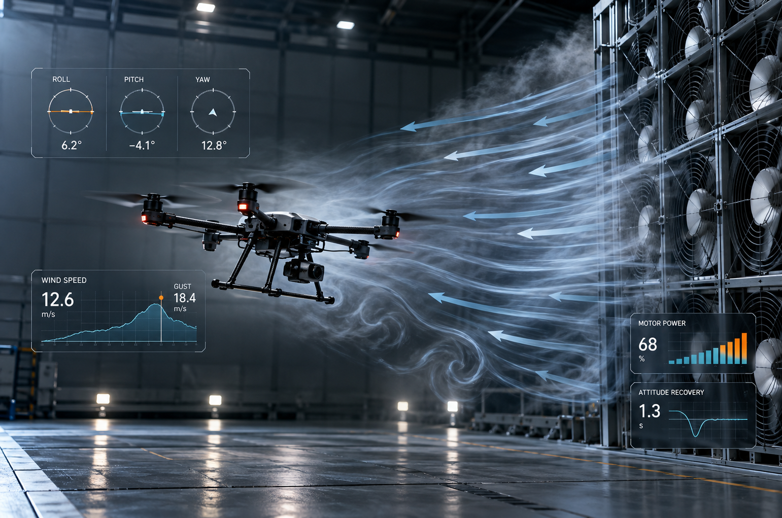 Cómo simular ráfagas y turbulencia para validar drones y UAV en laboratorio